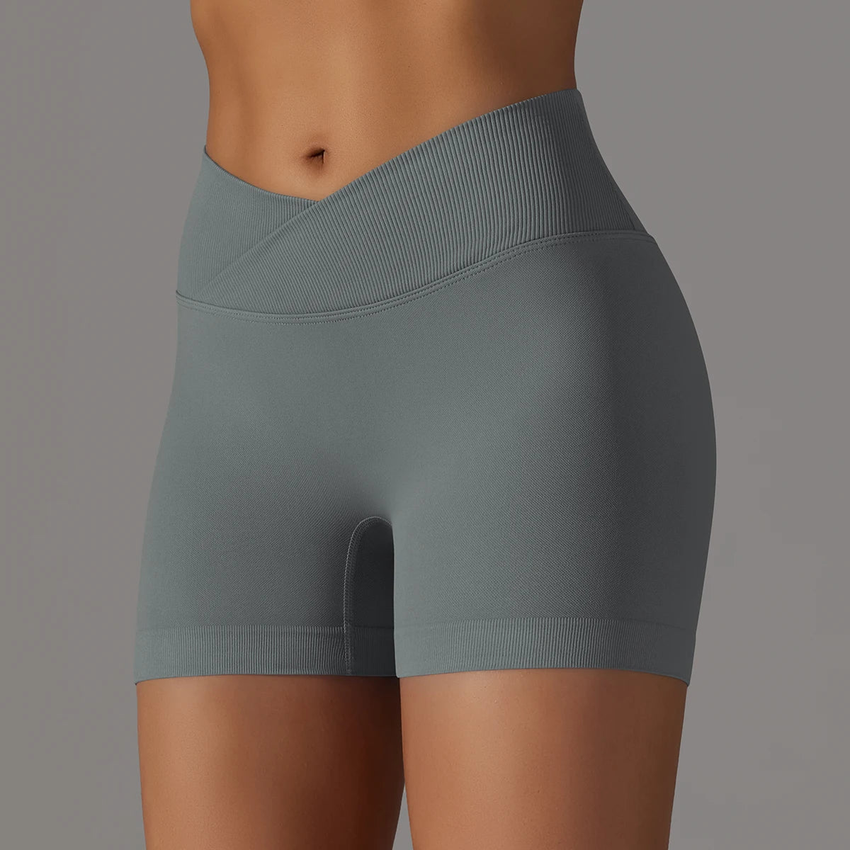 Crossover Waist Women Sport Shorts