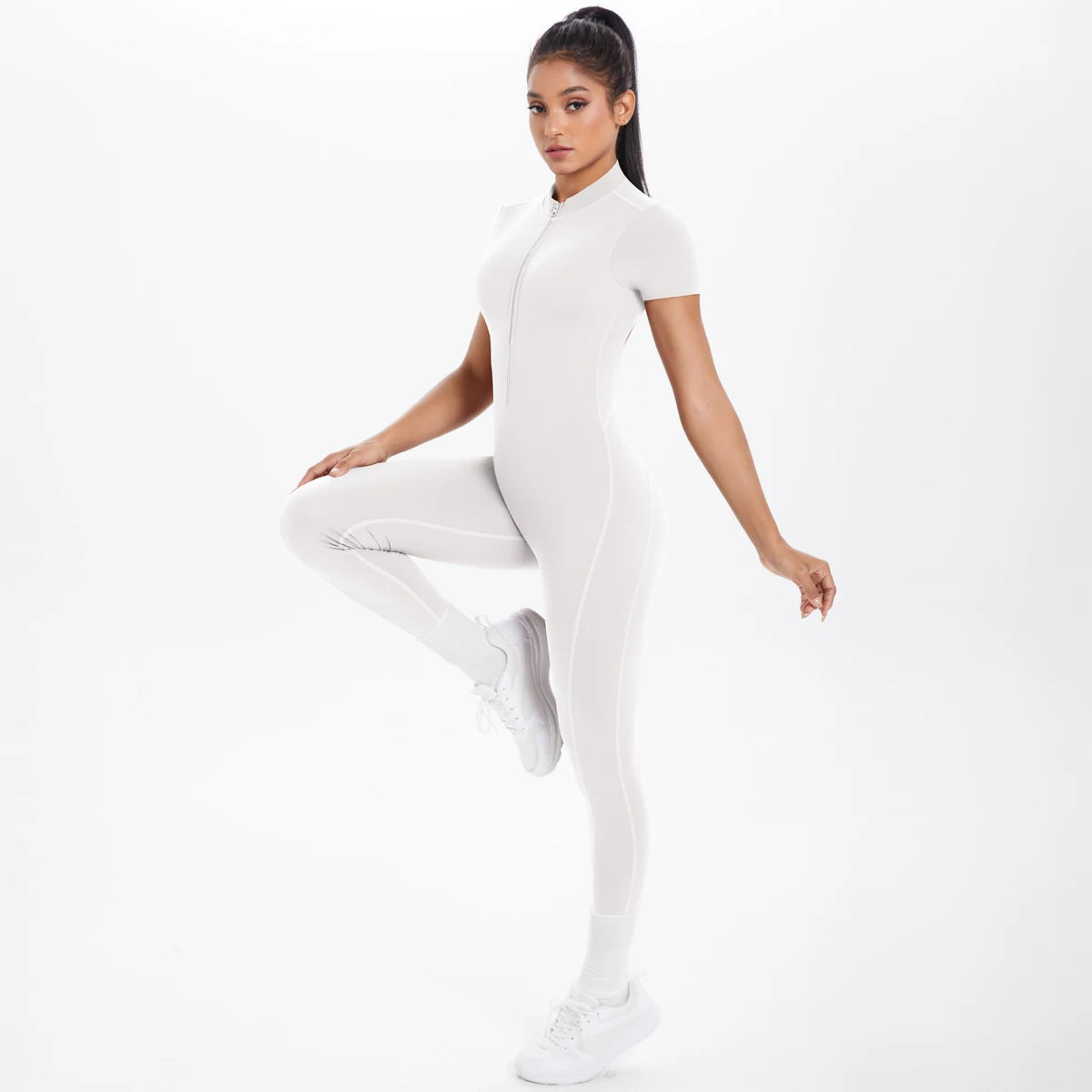 Short Sleeved Fitness Jumpsuit for Woman