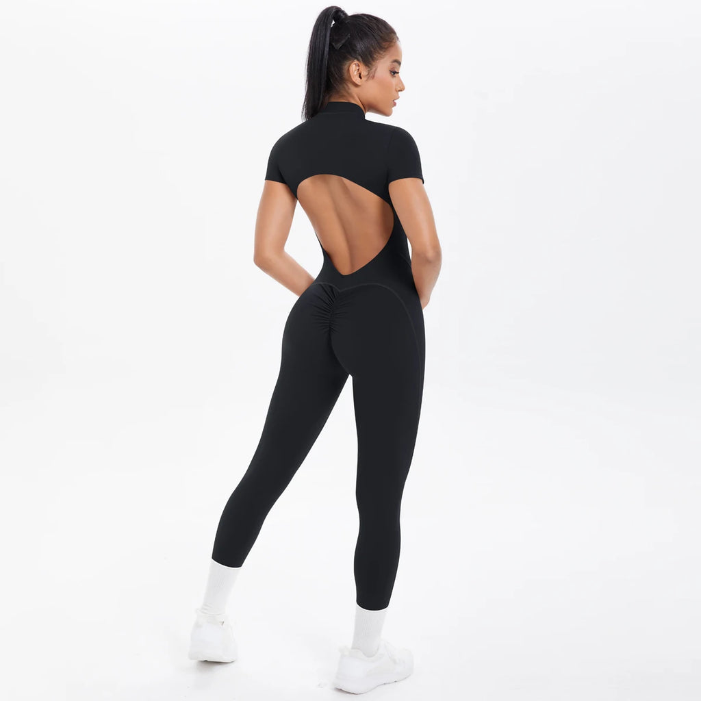Short Sleeved Fitness Jumpsuit for Woman