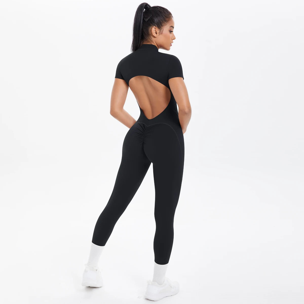 Short Sleeved Fitness Jumpsuit for Woman