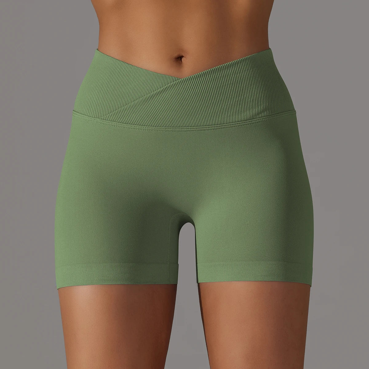 Crossover Waist Women Sport Shorts