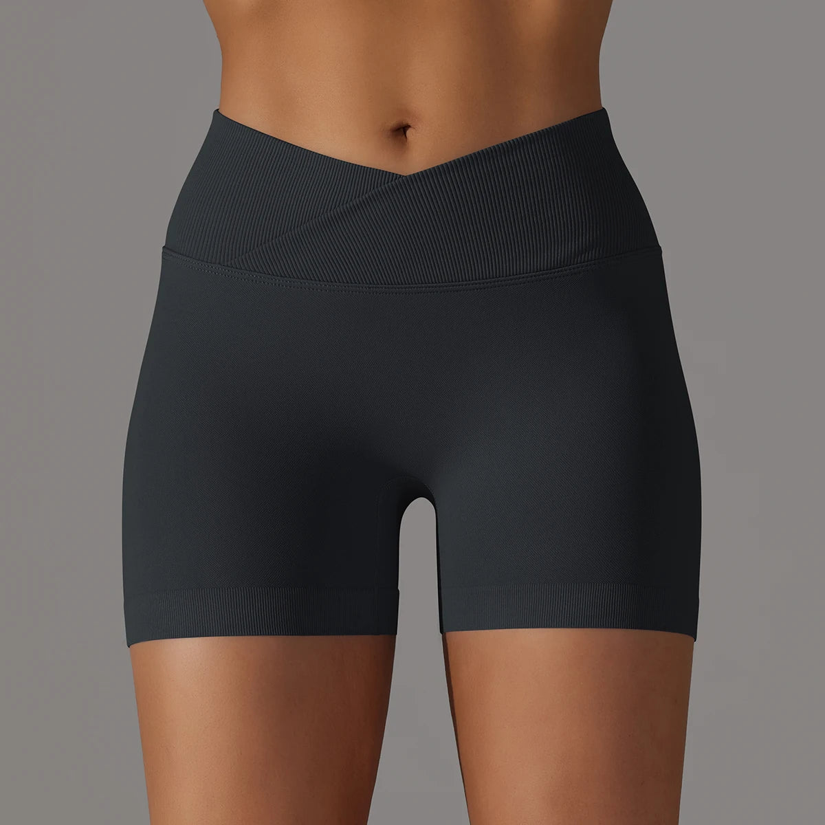 Crossover Waist Women Sport Shorts