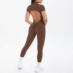 Short Sleeved Fitness Jumpsuit for Woman