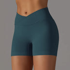 Crossover Waist Women Sport Shorts