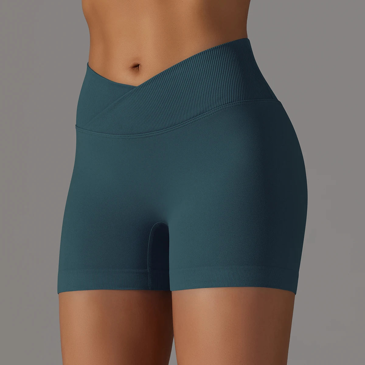 Crossover Waist Women Sport Shorts