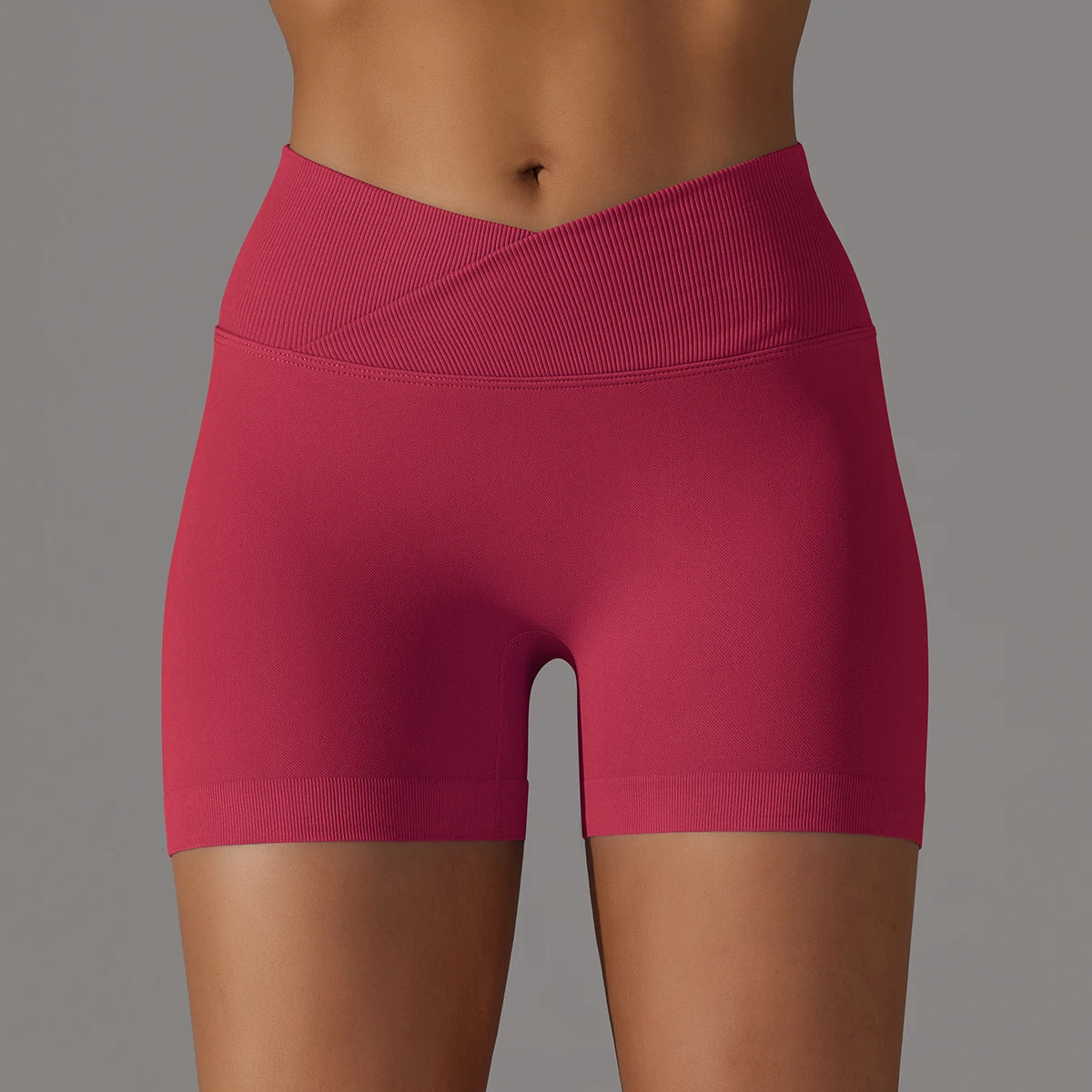 Crossover Waist Women Sport Shorts