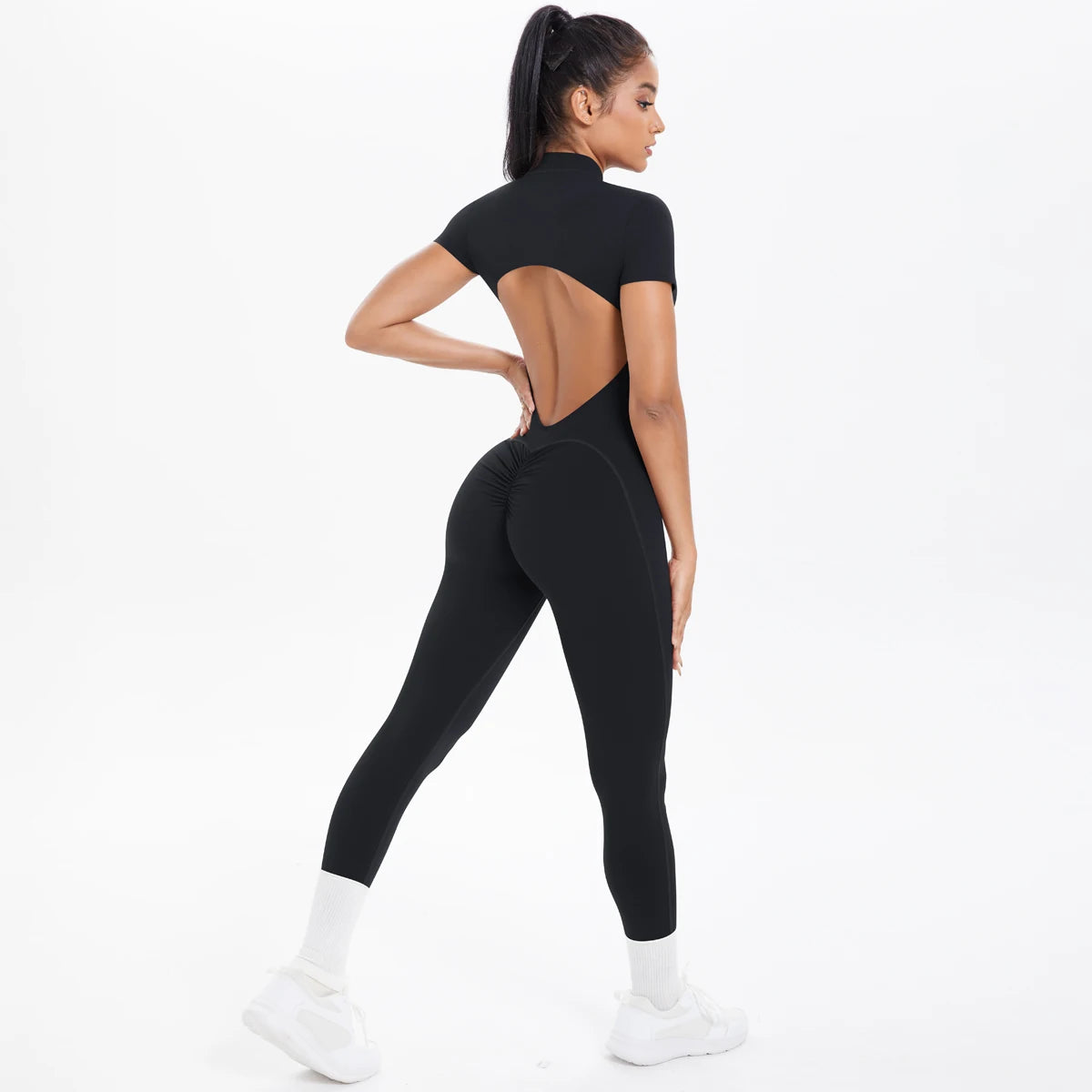 Short Sleeved Fitness Jumpsuit for Woman
