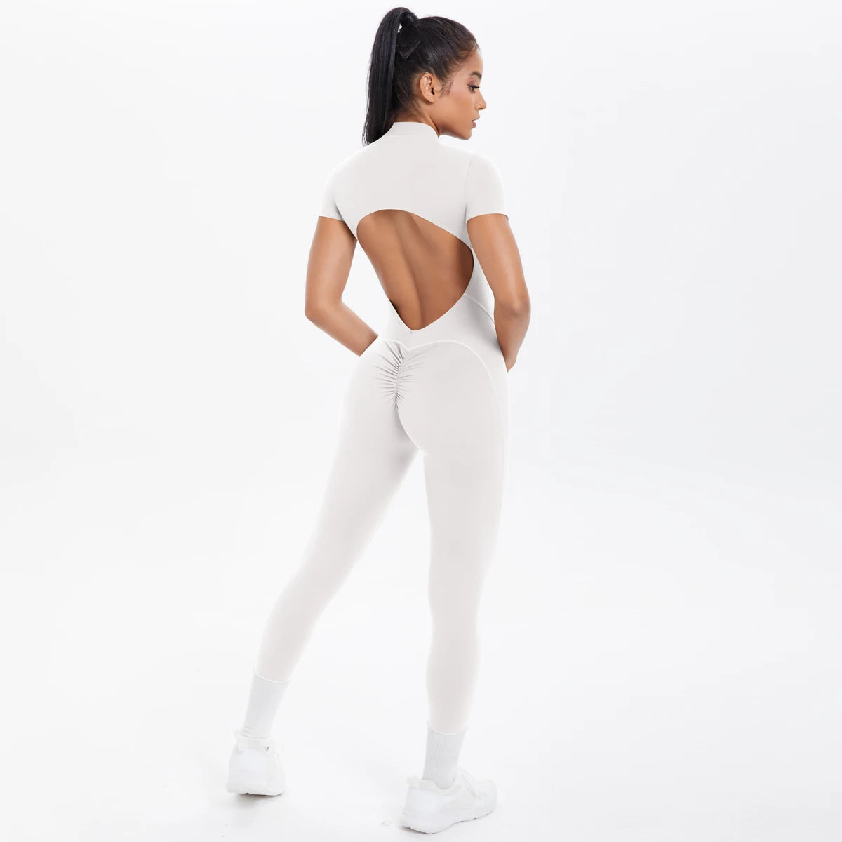 Short Sleeved Fitness Jumpsuit for Woman