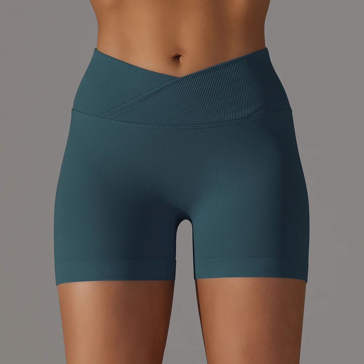 Crossover Waist Women Sport Shorts