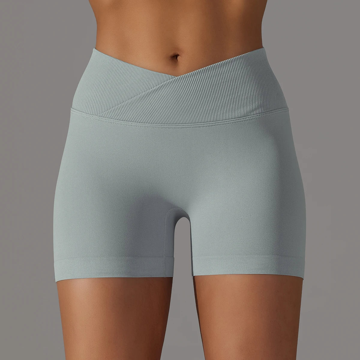 Crossover Waist Women Sport Shorts