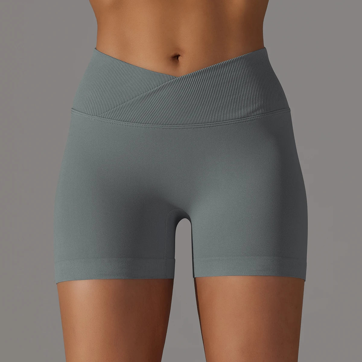 Crossover Waist Women Sport Shorts