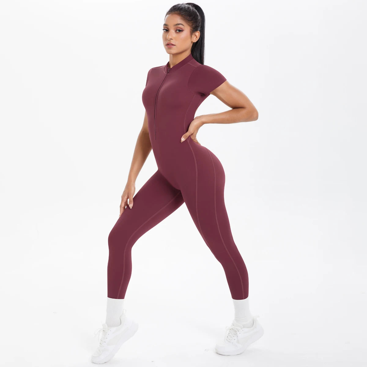 Short Sleeved Fitness Jumpsuit for Woman