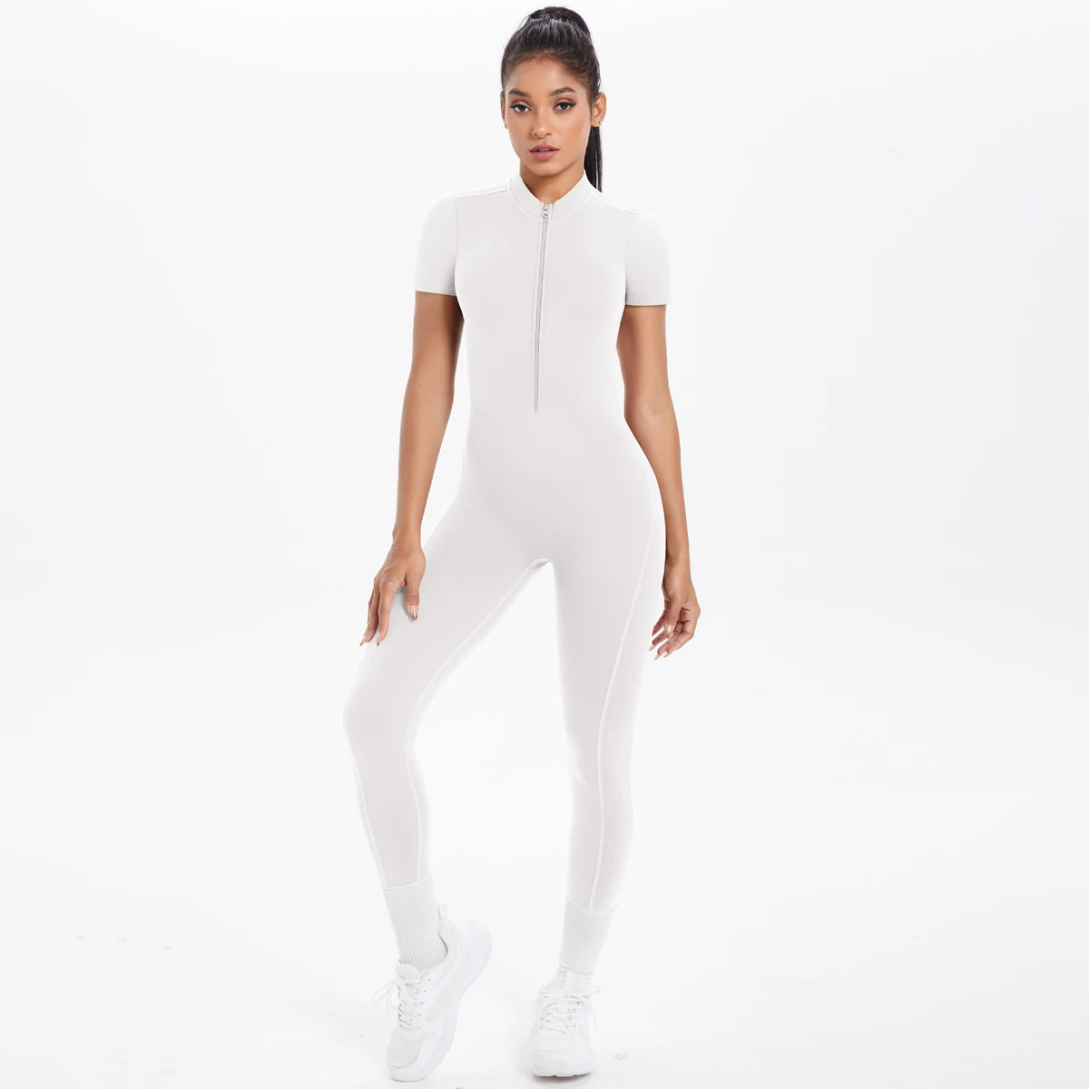 Short Sleeved Fitness Jumpsuit for Woman
