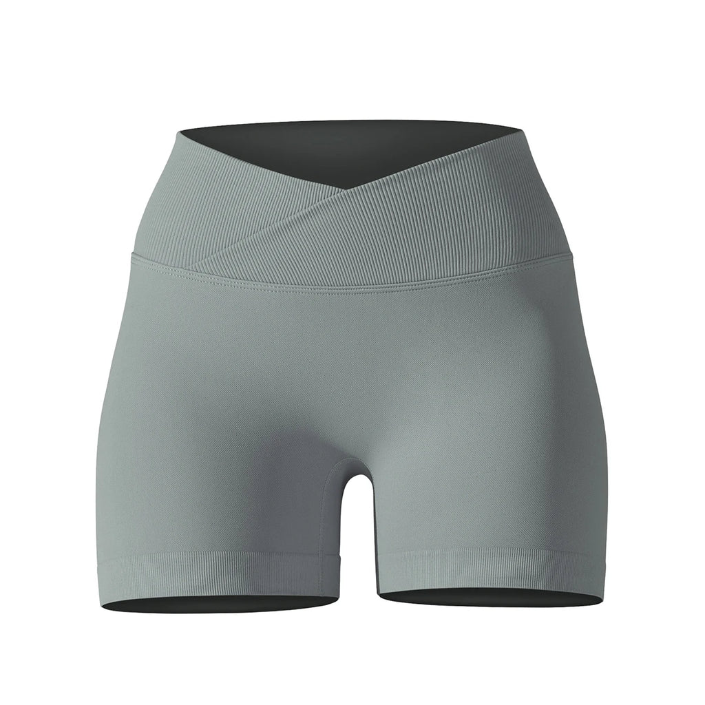 Crossover Waist Women Sport Shorts