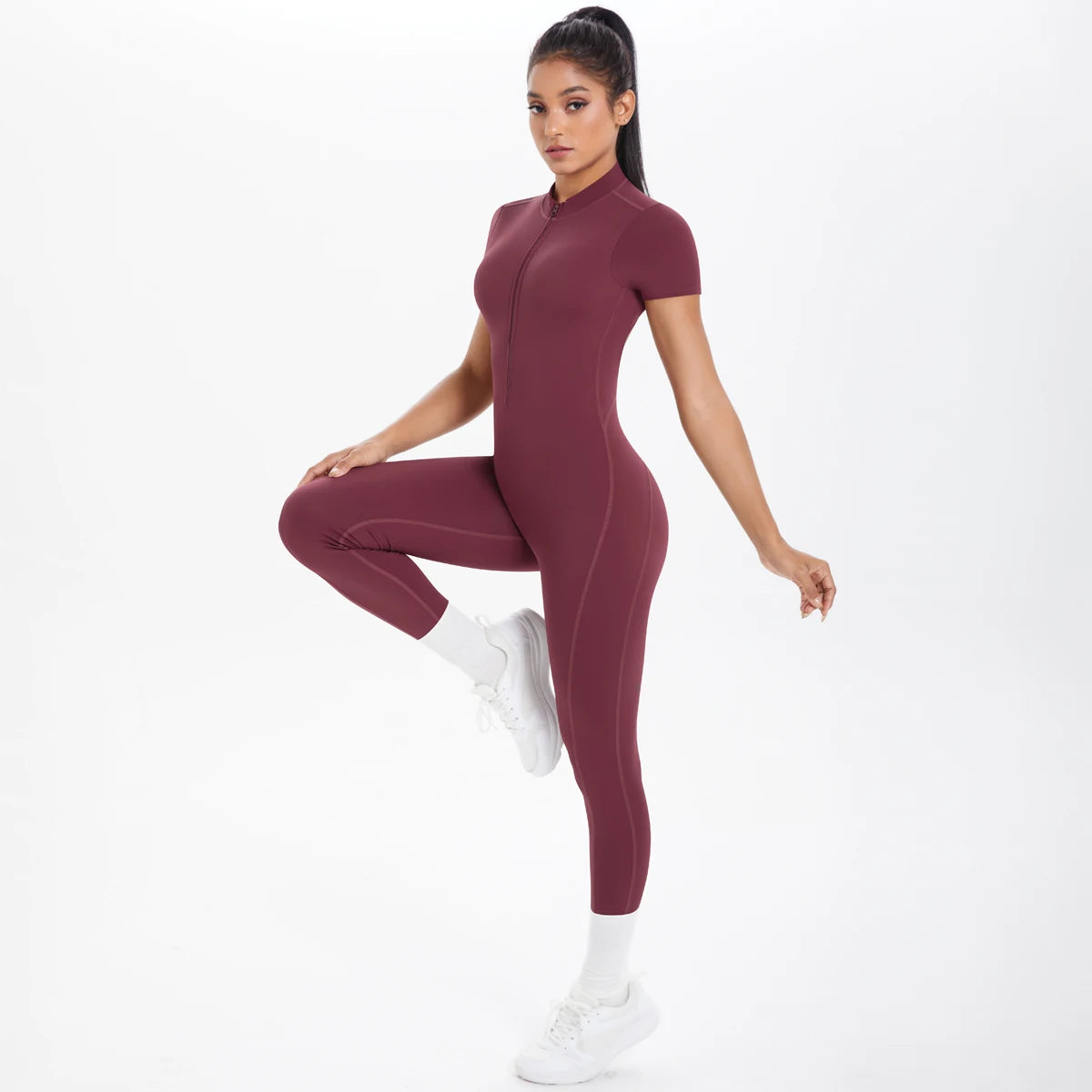 Short Sleeved Fitness Jumpsuit for Woman