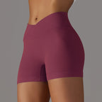 Crossover Waist Women Sport Shorts