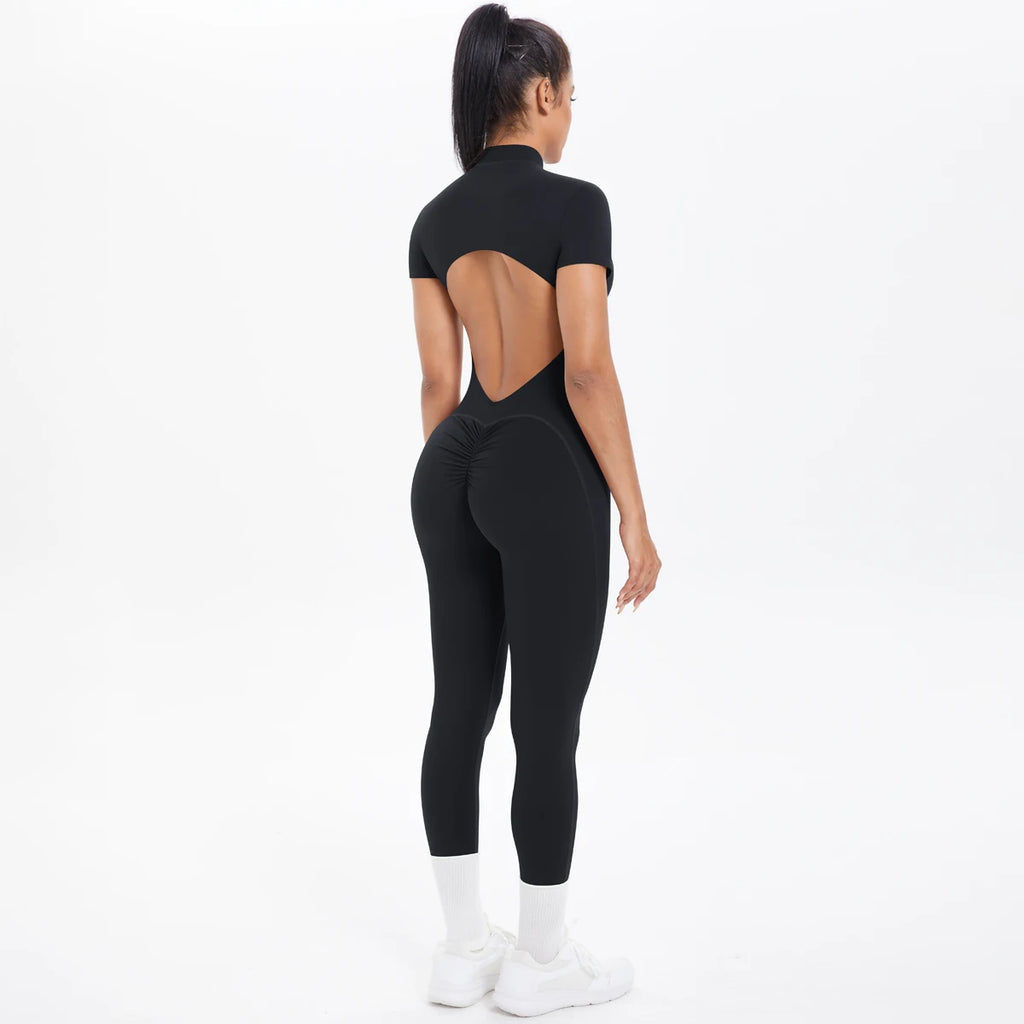 Short Sleeved Fitness Jumpsuit for Woman