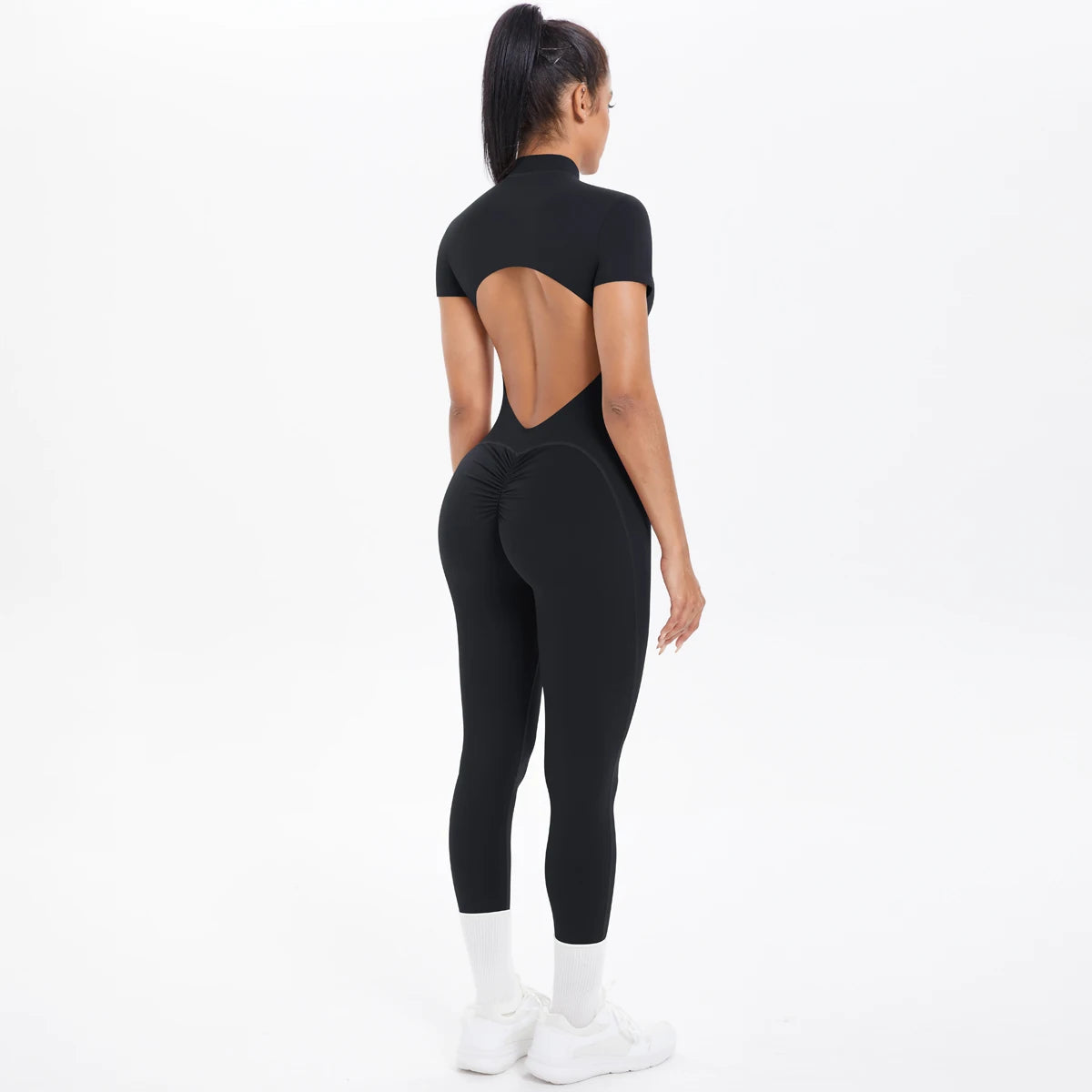 Short Sleeved Fitness Jumpsuit for Woman