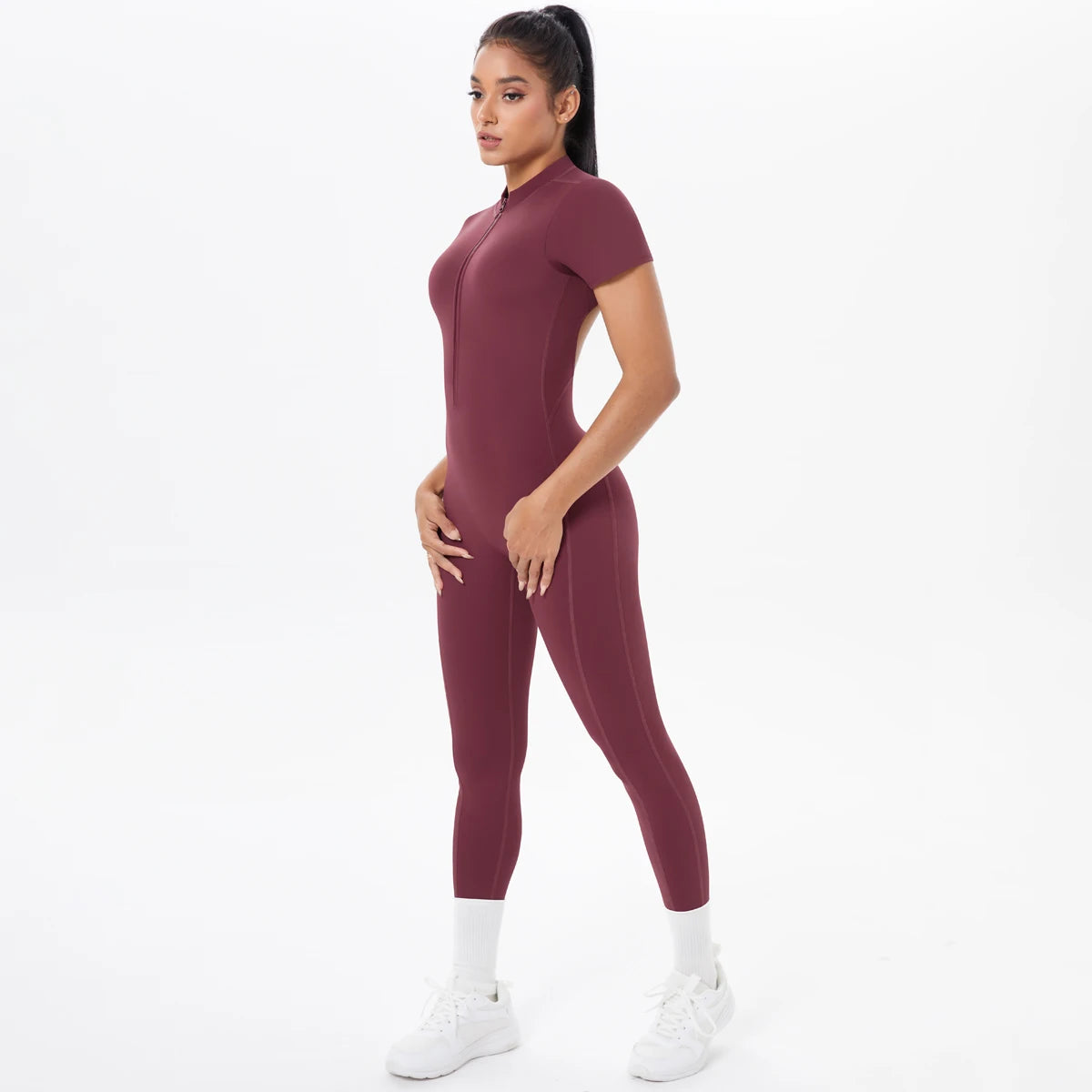 Short Sleeved Fitness Jumpsuit for Woman