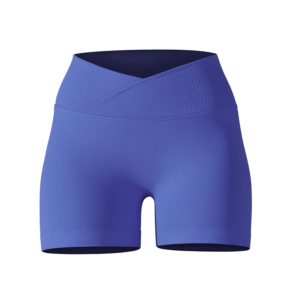 Crossover Waist Women Sport Shorts