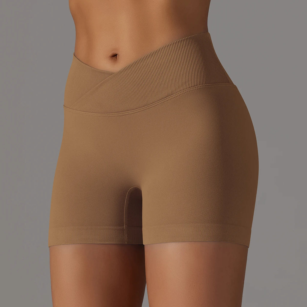 Crossover Waist Women Sport Shorts