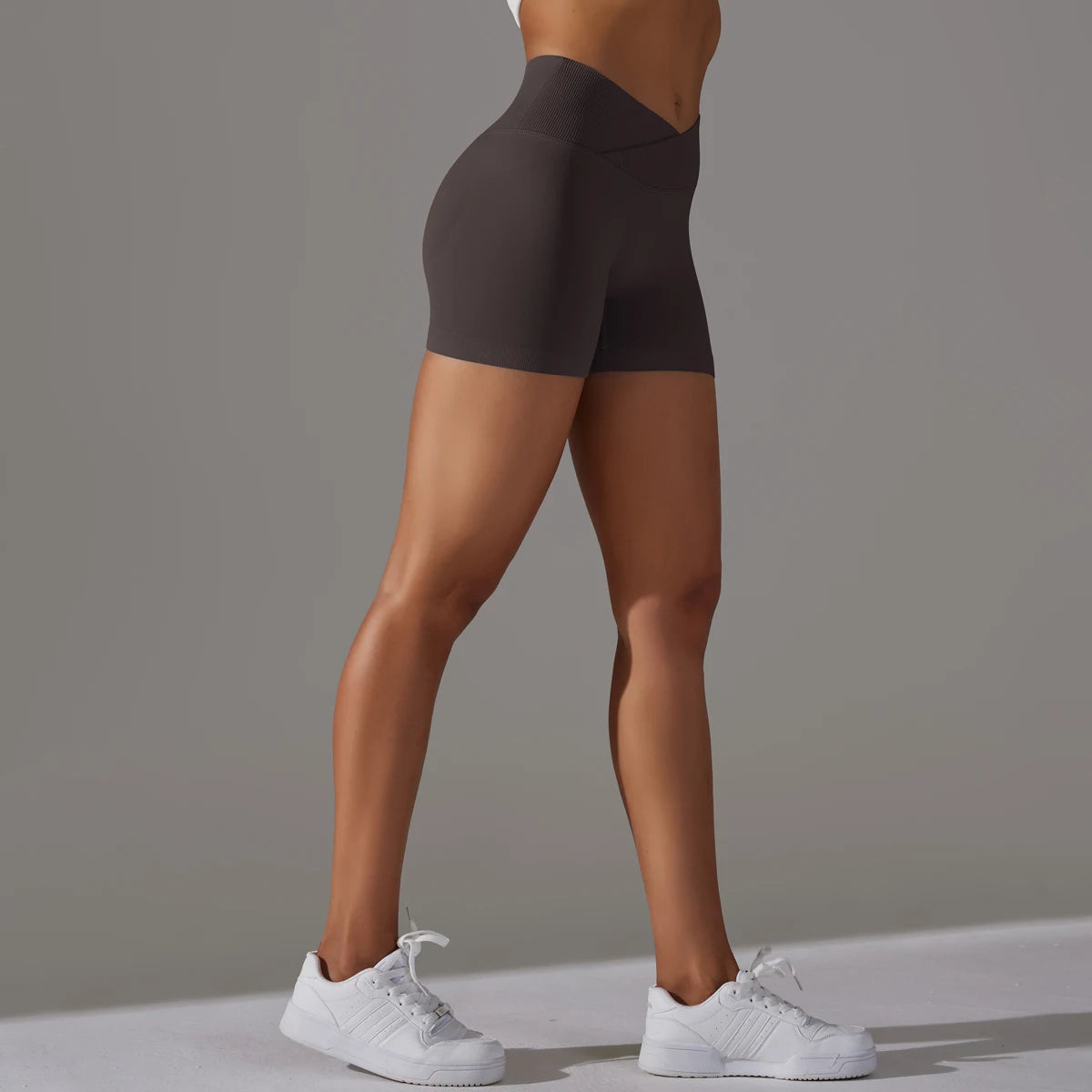 Crossover Waist Women Sport Shorts