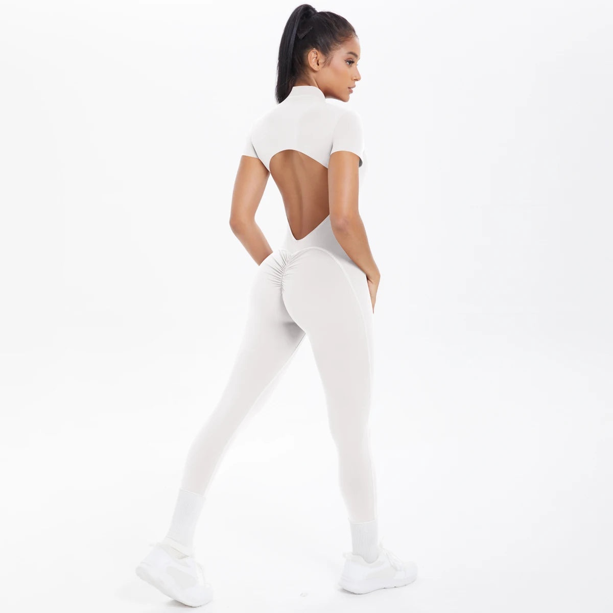Short Sleeved Fitness Jumpsuit for Woman