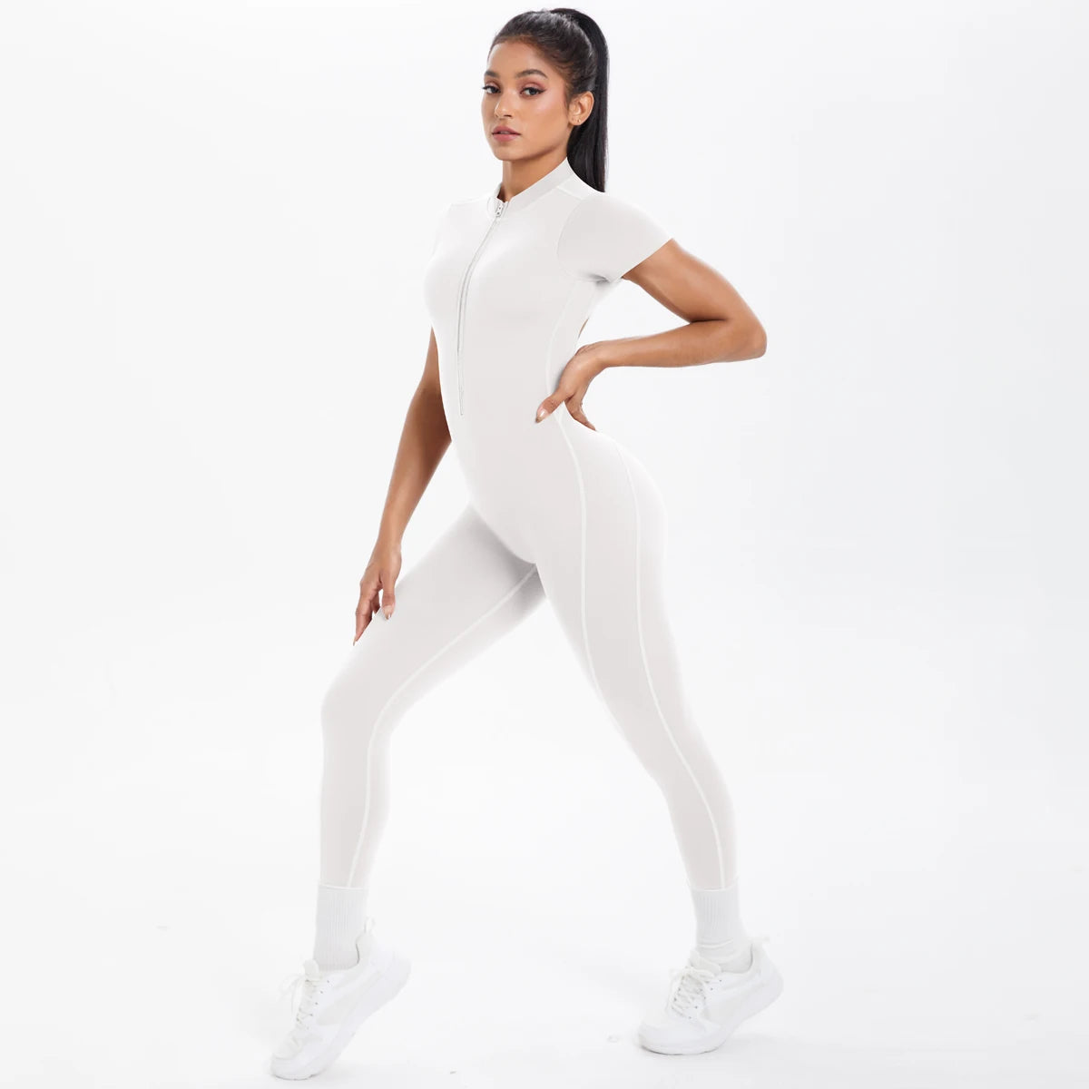 Short Sleeved Fitness Jumpsuit for Woman
