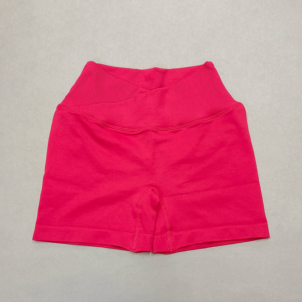 Crossover Waist Women Sport Shorts