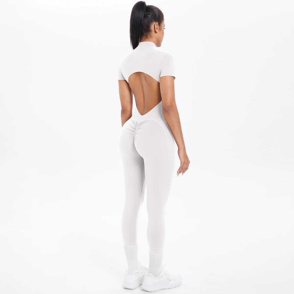 Short Sleeved Fitness Jumpsuit for Woman