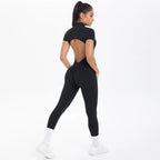 Short Sleeved Fitness Jumpsuit for Woman