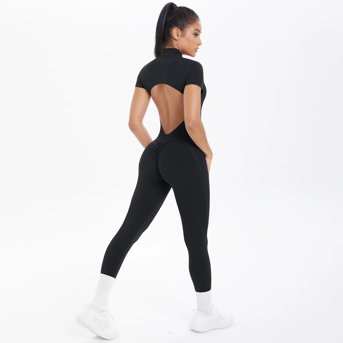 Short Sleeved Fitness Jumpsuit for Woman