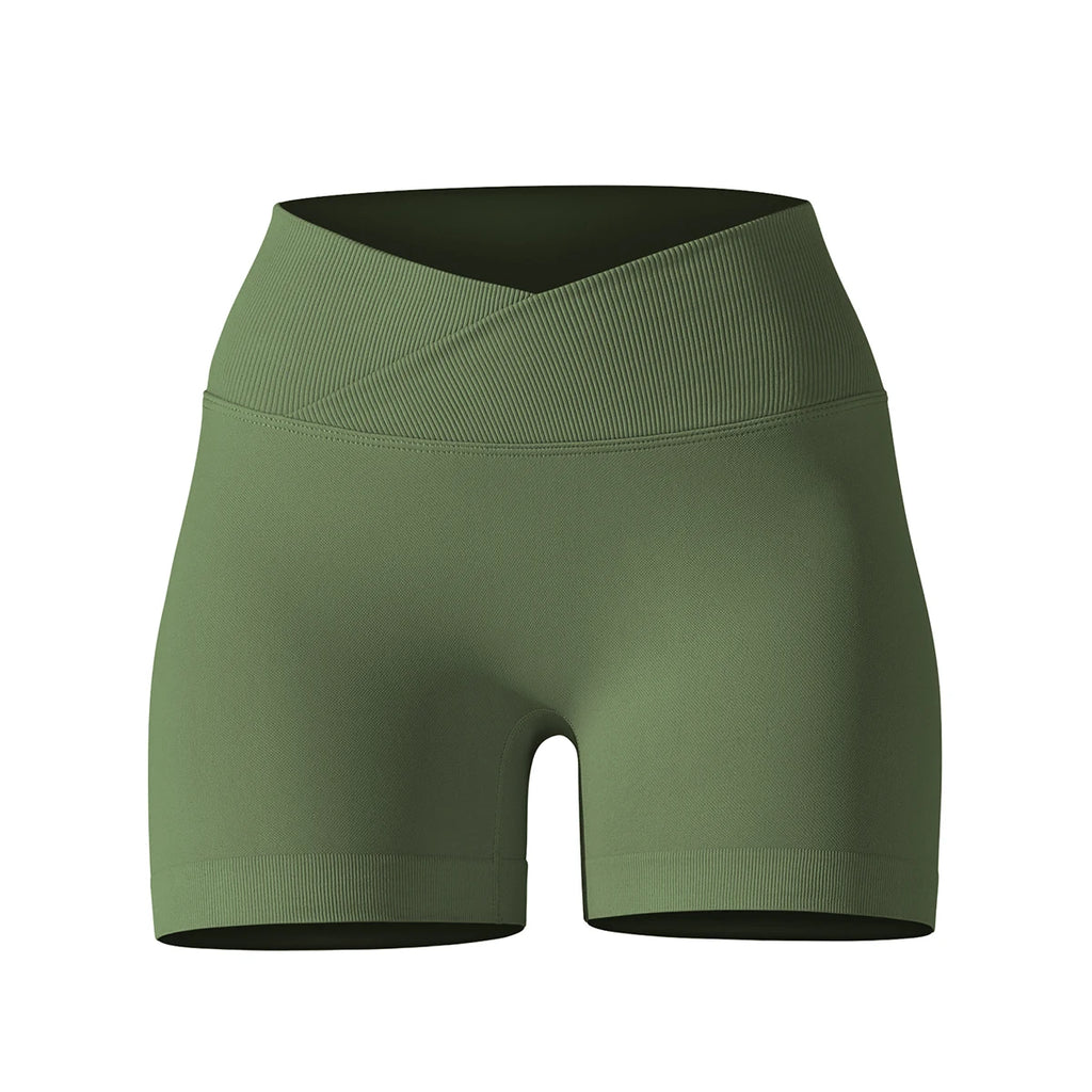 Crossover Waist Women Sport Shorts