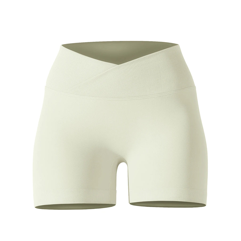 Crossover Waist Women Sport Shorts