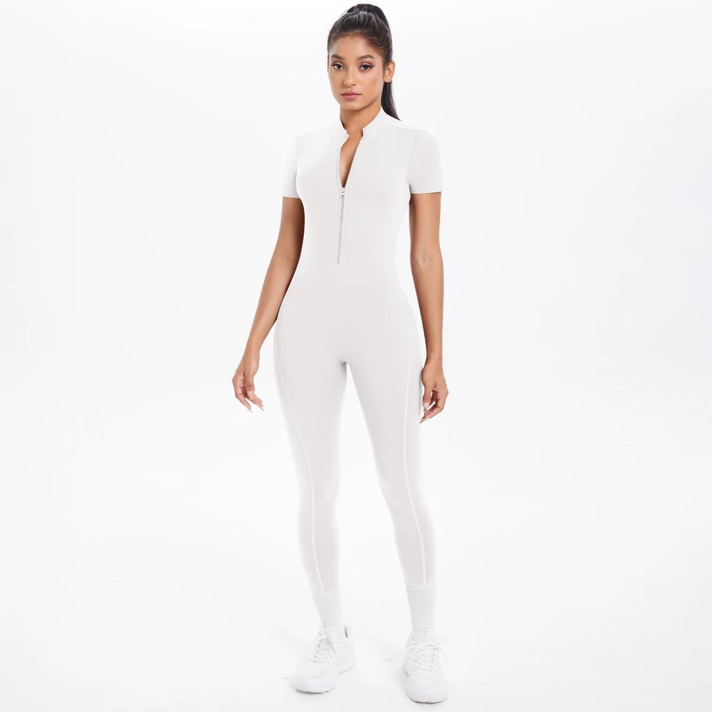Short Sleeved Fitness Jumpsuit for Woman