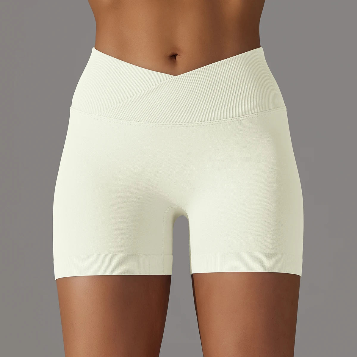 Crossover Waist Women Sport Shorts