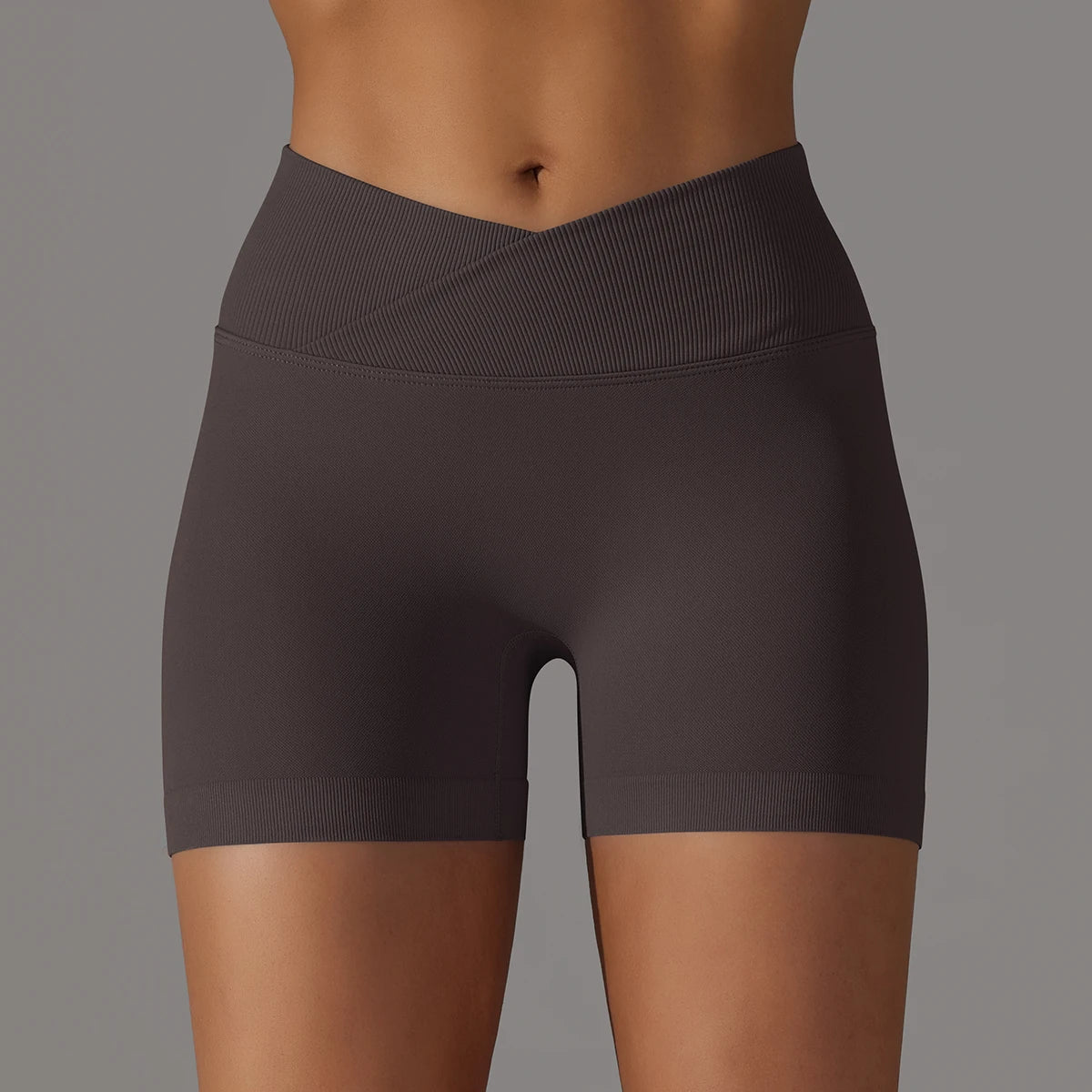 Crossover Waist Women Sport Shorts