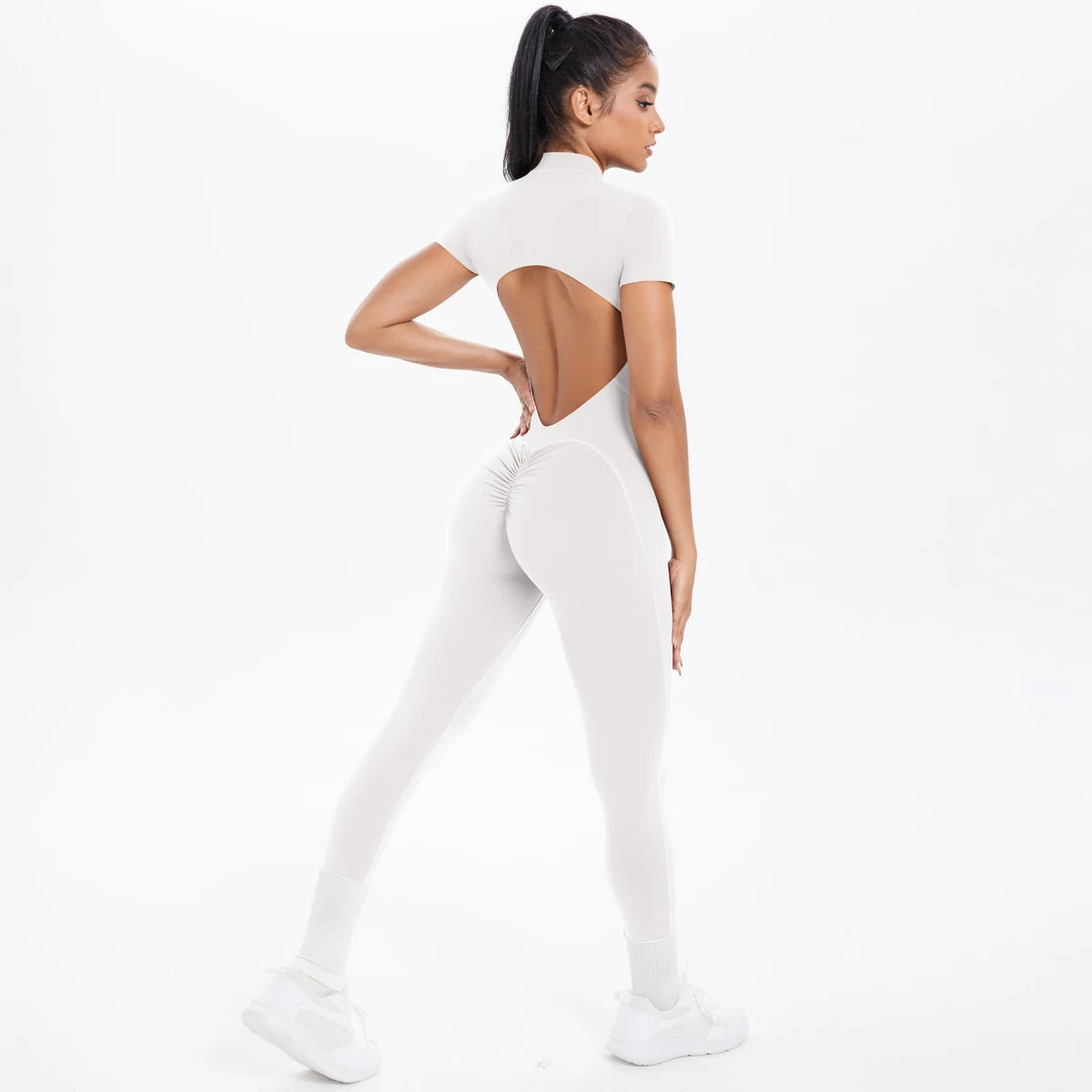 Short Sleeved Fitness Jumpsuit for Woman