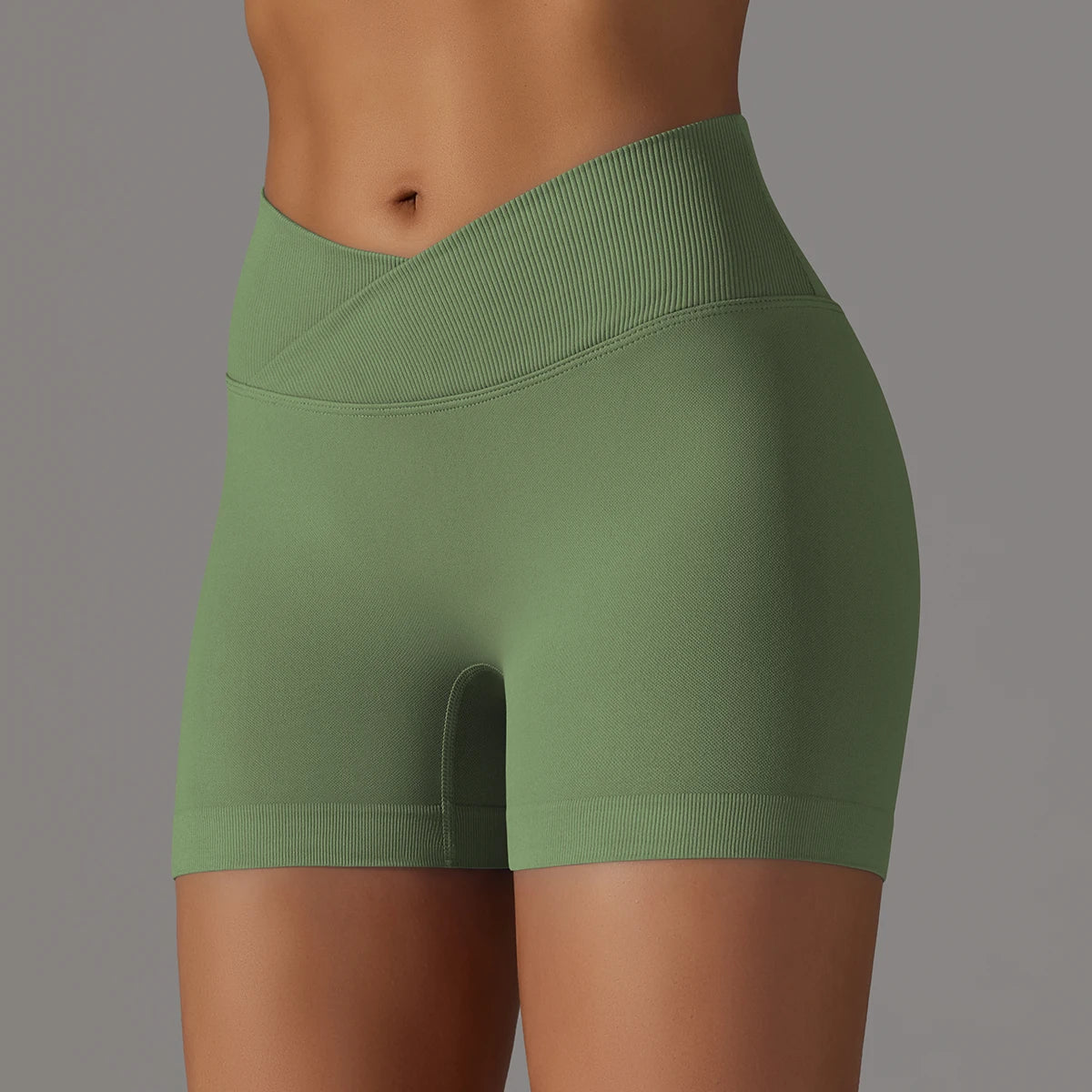 Crossover Waist Women Sport Shorts