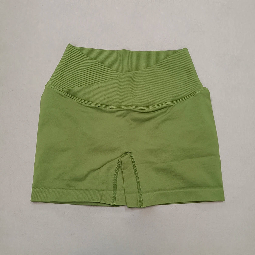 Crossover Waist Women Sport Shorts