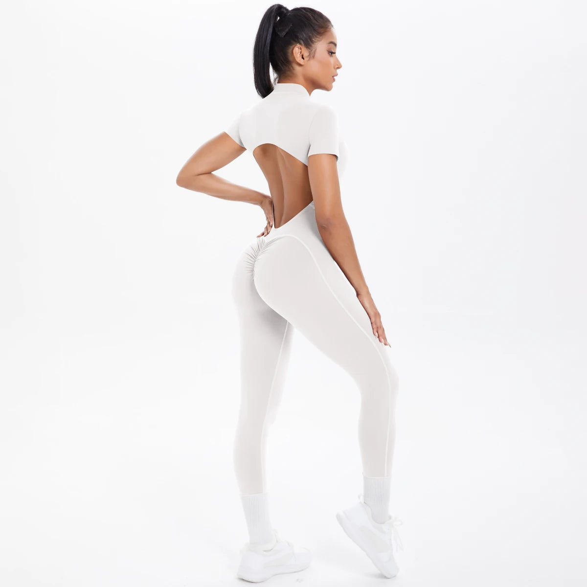 Short Sleeved Fitness Jumpsuit for Woman