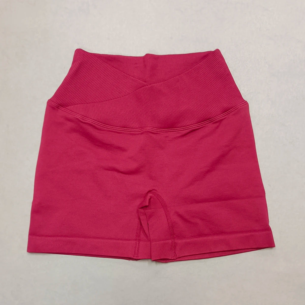 Crossover Waist Women Sport Shorts