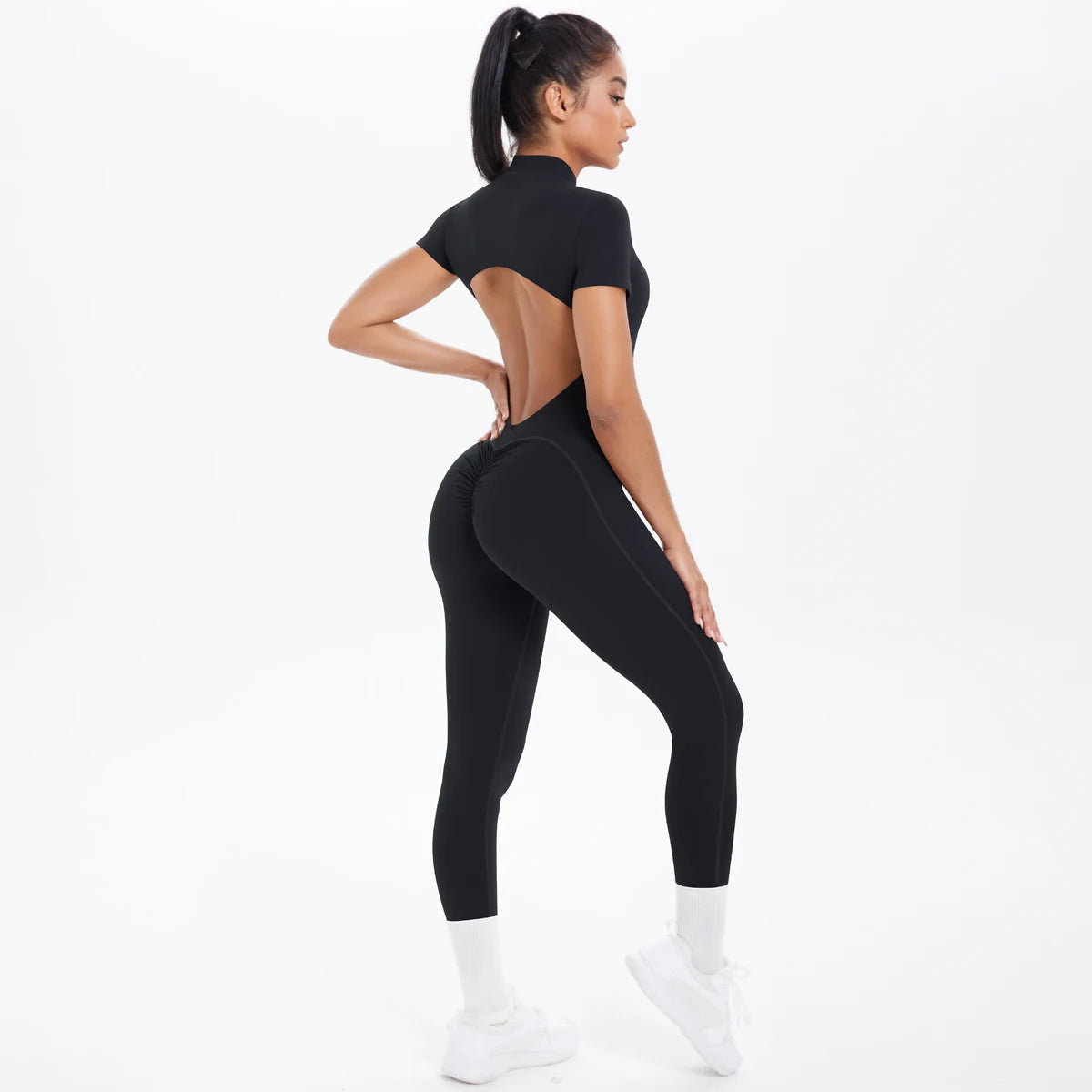 Short Sleeved Fitness Jumpsuit for Woman