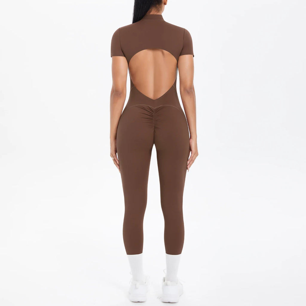 Short Sleeved Fitness Jumpsuit for Woman