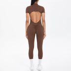 Short Sleeved Fitness Jumpsuit for Woman