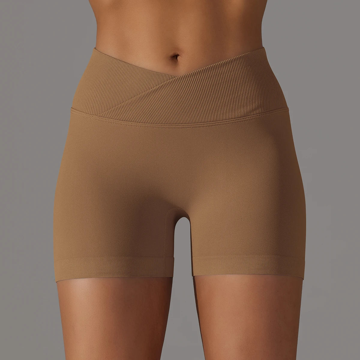 Crossover Waist Women Sport Shorts