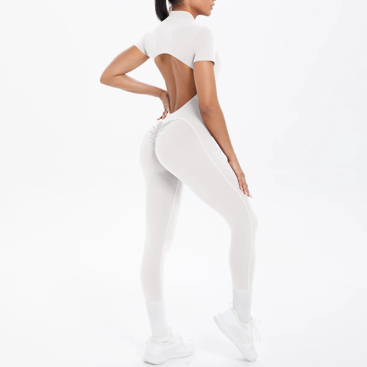Short Sleeved Fitness Jumpsuit for Woman