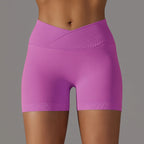 Crossover Waist Women Sport Shorts